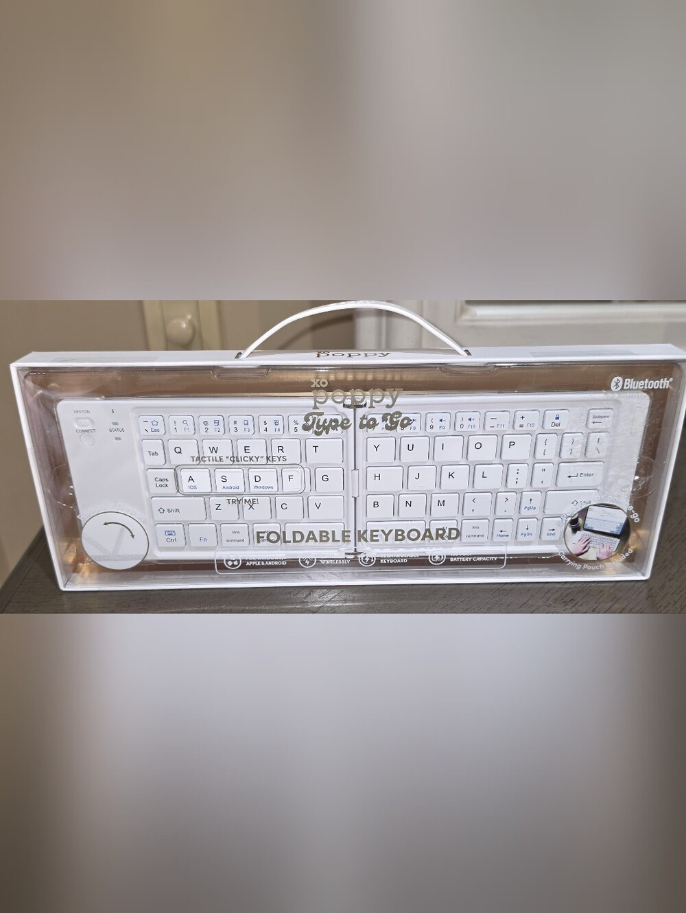 XO Poppy Wireless Foldable White Keyboard
